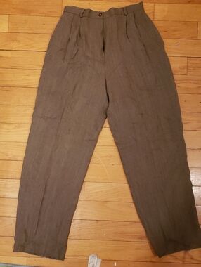 Randy Kemper relaxed Pleated women's Dress Pants in Grey Olive